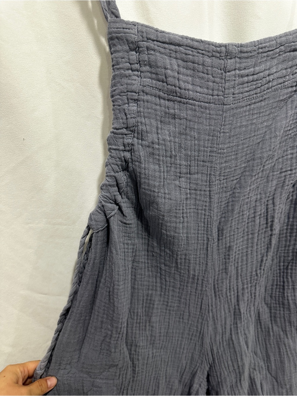Otantik Muslin Cotton Jumpsuit One Size Dusty Lilac Gray Boho Wide Leg NWT - Picture 2 of 9
